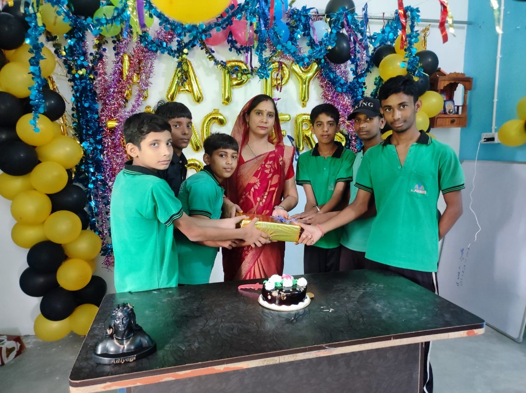 Students Presenting Gift to Teacher on Teacher's Day Celebration